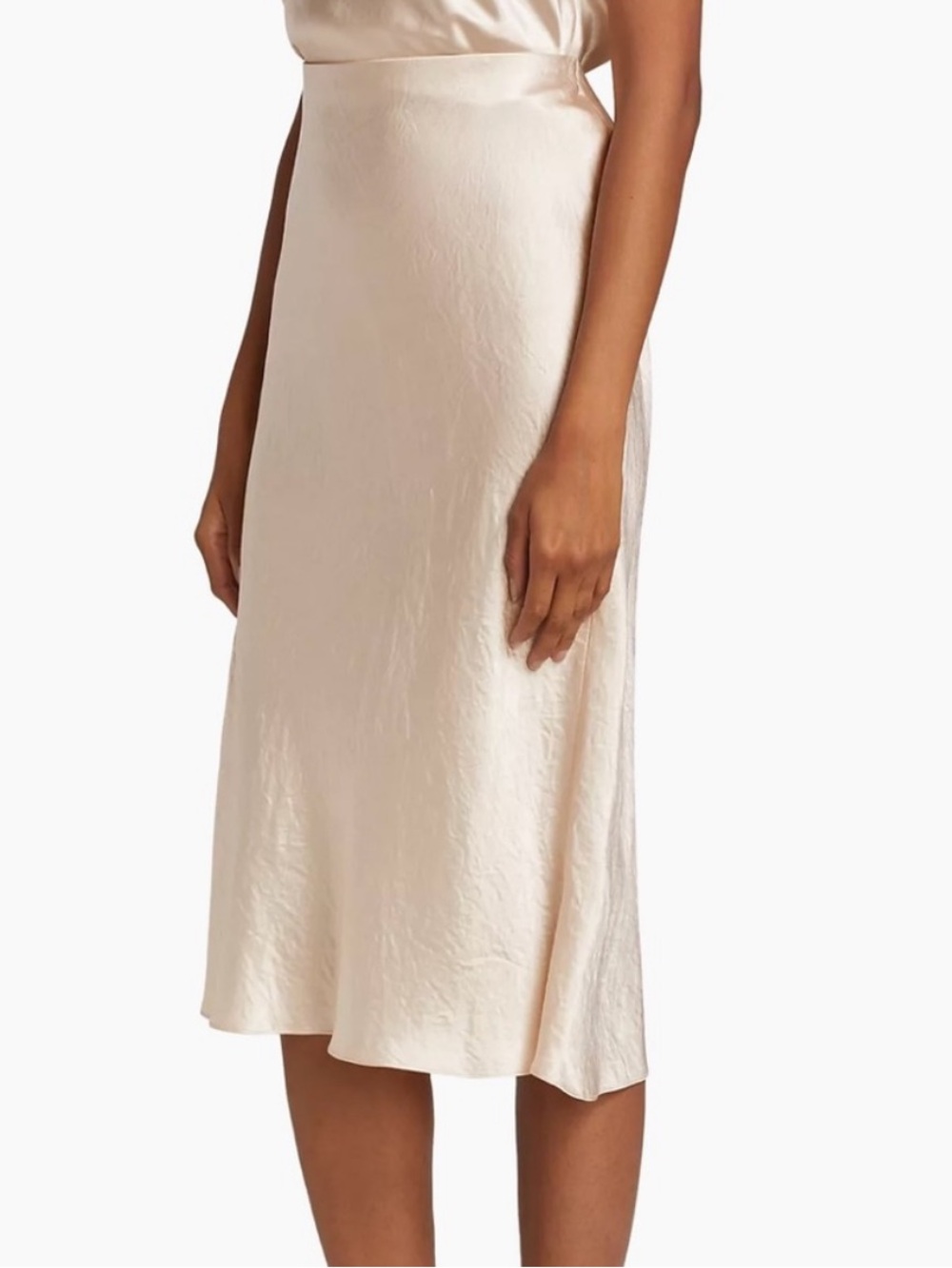 Vince Satin Midi-Skirt Champagne Size S $385 MSRP